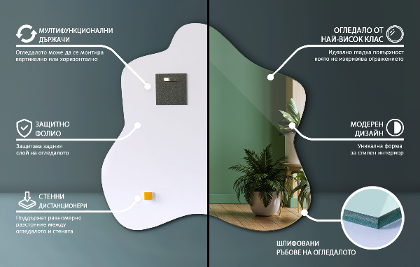 Oglindă în formă de pată unic 48x48 cm