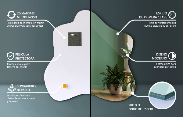 Oglindă în formă de pată unic 58x58 cm