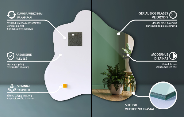 Oglindă în formă de pată unic 58x58 cm