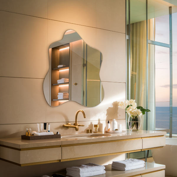 Oglindă în formă de pată unic 58x58 cm