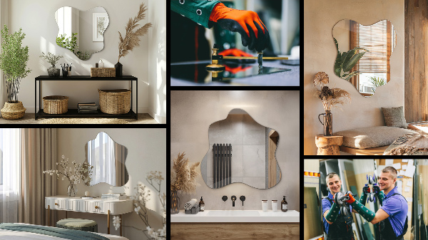 Oglindă în formă de pată unic 58x58 cm