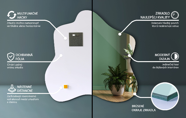 Oglindă în formă de pată unic 68x67 cm