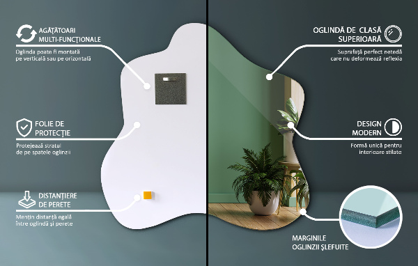 Oglindă în formă de pată unic 68x67 cm