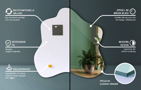 Oglindă în formă de pată unic 77x77 cm