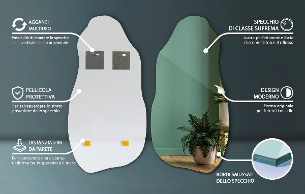 Oglinda asimetrica decorative pentru perete 40x80