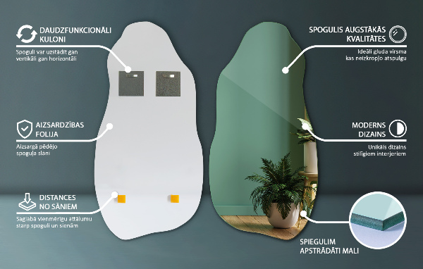 Oglinda asimetrica decorative pentru perete 40x80