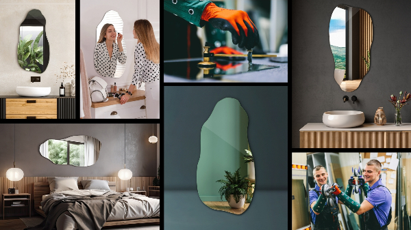 Oglinda forma neregulata accesoriu elegant fără ramă 45x90