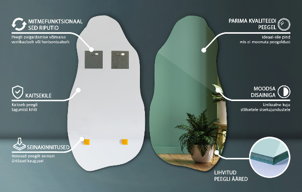 Oglinda forma neregulata agățat original 50x100