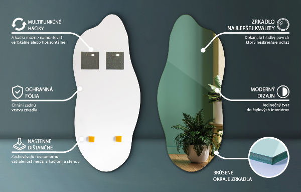 Oglindă organică decorativ pentru perete 35x80 cm