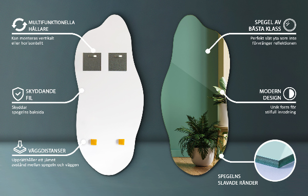 Oglindă organică decorativ pentru perete 35x80 cm