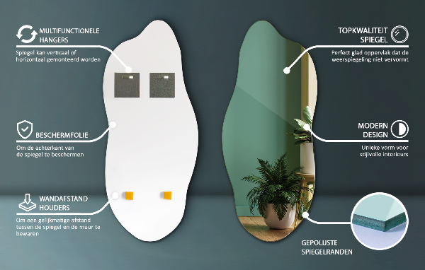 Oglindă organică decorativ pentru perete 35x80 cm