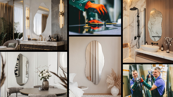 Oglindă în formă organică fără cadru 40x90 cm