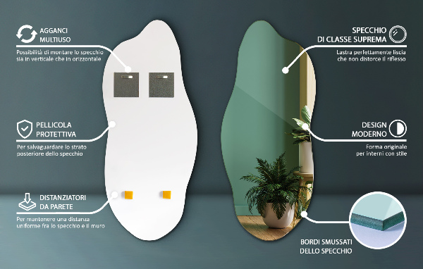 Oglindă organică modern 45x100 cm