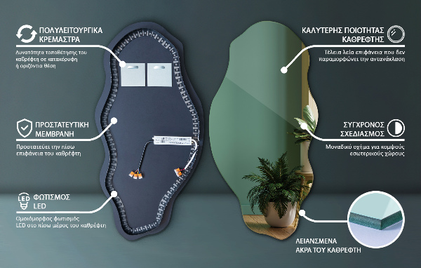 Oglinda forma neregulata led la modă 40x80 cm