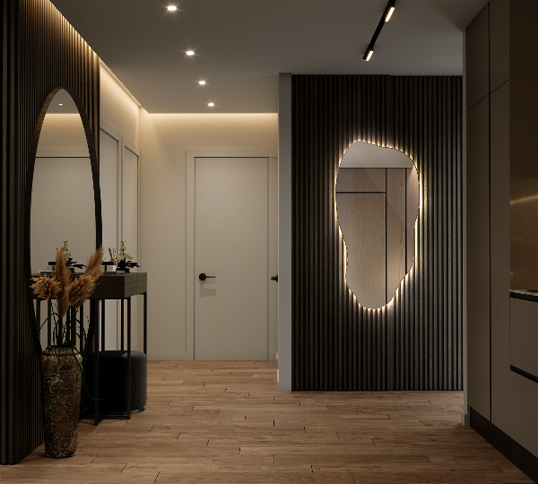 Oglinda forma neregulata led minimalist 45x90 cm