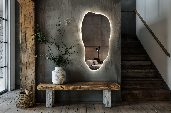 Oglinda forma neregulata led minimalist 45x90 cm