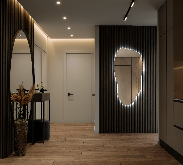 Oglinda forma neregulata led minimalist 45x90 cm