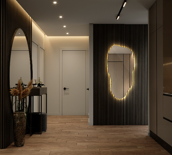 Oglinda forma neregulata led minimalist 45x90 cm