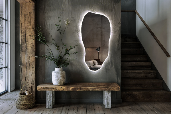Oglinda asimetrica cu led minimalist 50x100 cm