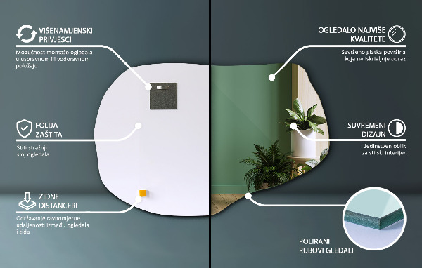 Oglinda asimetrica decorative 70x46 cm