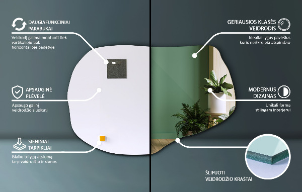 Oglindă neregulata fără ramă 80x52 cm