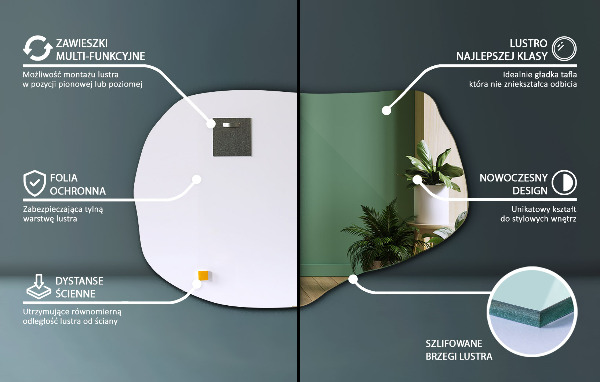 Oglindă neregulata fără ramă 80x52 cm
