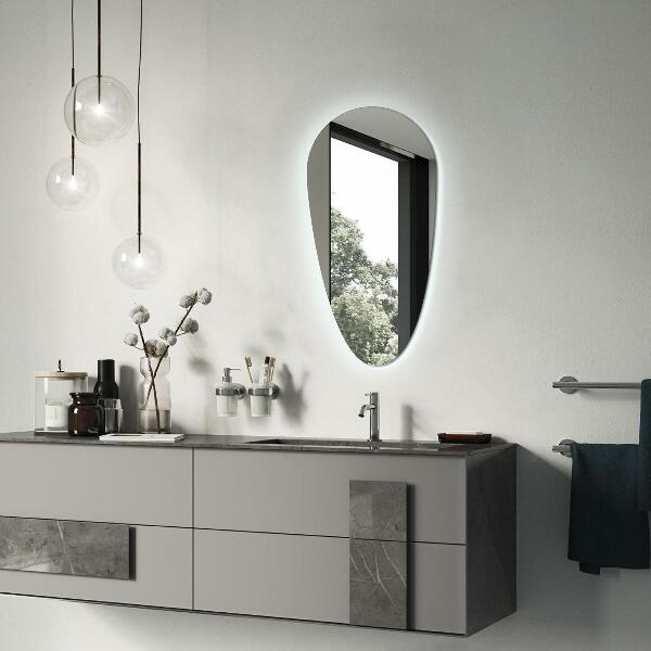 Oglinda baie lacrimă cu led 50x100 cm