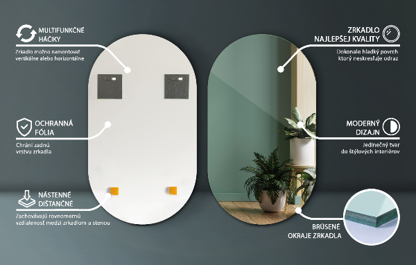 Oglinda ovală fara rama 40x70 cm