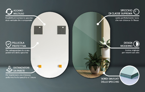 Oglinda forma neregulata fara rama 52x90 cm