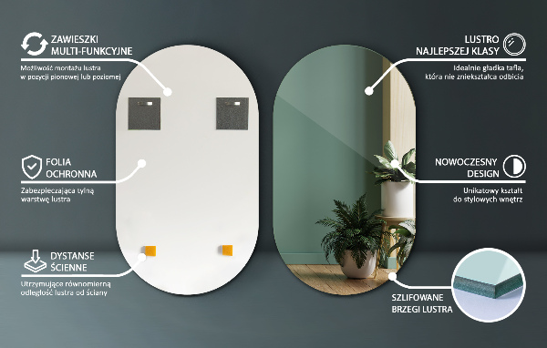 Oglinda forma neregulata fara rama 52x90 cm