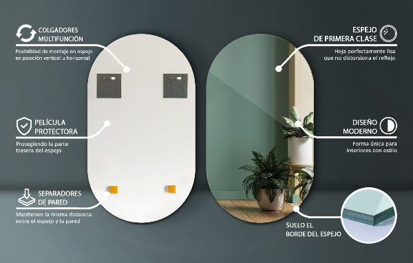 Oglinda perete formă ovală fara rama 58x100 cm