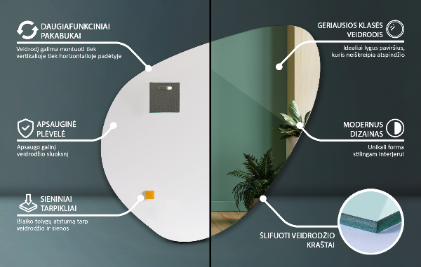 Oglindă forma neregulata 58x58 cm