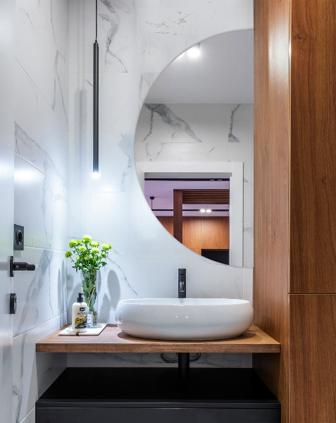 Oglinda semicerc decorativa fara rama 25x50 cm