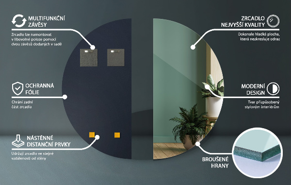 Oglinda semirotunda fara rama 35x70 cm