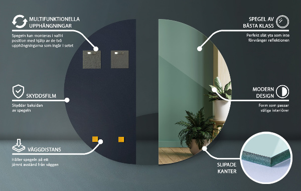 Oglinda semirotunda fara rama 35x70 cm