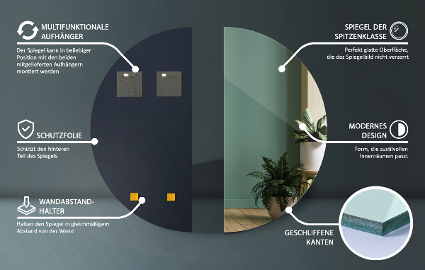 Oglinda în formă de semicerc fara rama 40x80 cm