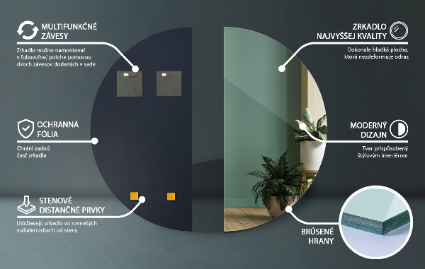 Oglinda în formă de semicerc fara rama 40x80 cm