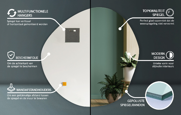 Oglindă neregulată moderna fara rama 58x58 cm