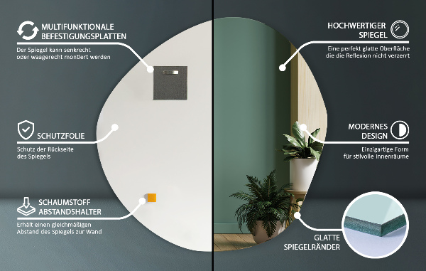 Oglindă neregulată decorativa fara rama 68x67 cm