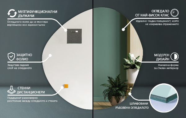 Oglindă neregulată decorativa fara rama 68x67 cm