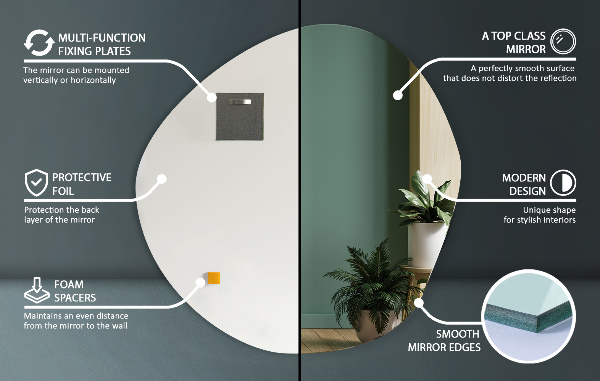 Oglindă neregulată decorativa fara rama 68x67 cm