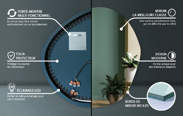 Oglinda forma neregulata led 58x58 cm