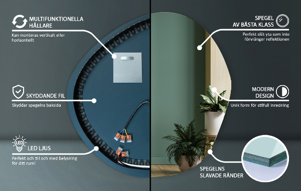 Oglinda asimetrica cu led 87x86 cm
