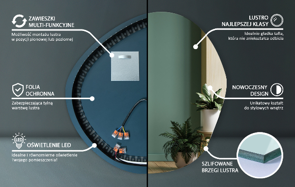 Oglinda forma neregulata led 97x96 cm