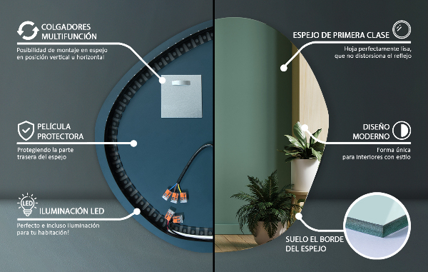 Oglinda forma neregulata led 97x96 cm
