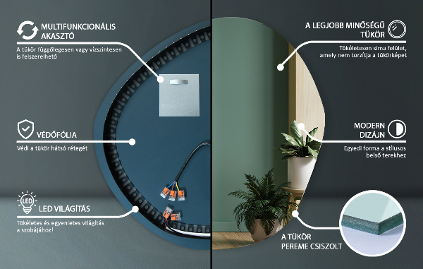 Oglinda forma neregulata led 97x96 cm