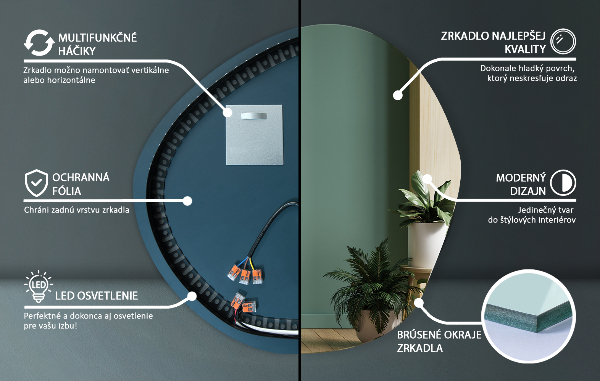 Oglinda forma neregulata led 97x96 cm