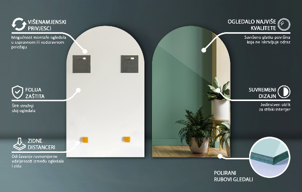 Oglindă arc decorativ 60x100 cm