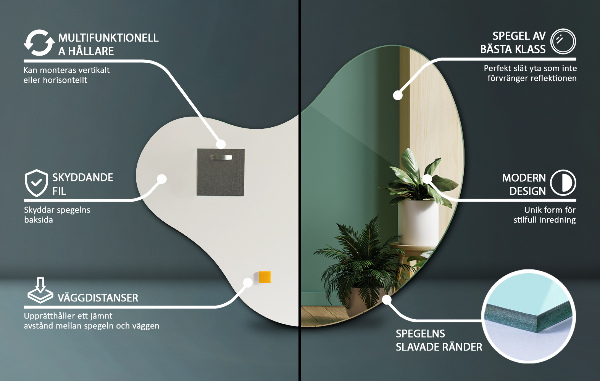 Oglinda forma neregulata decorativa fara rama 58x58 cm