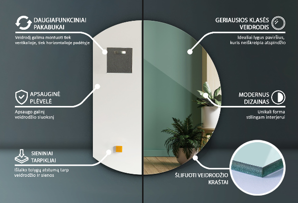 Oglindă cu cerc trunchiat decorativ 70x80 cm